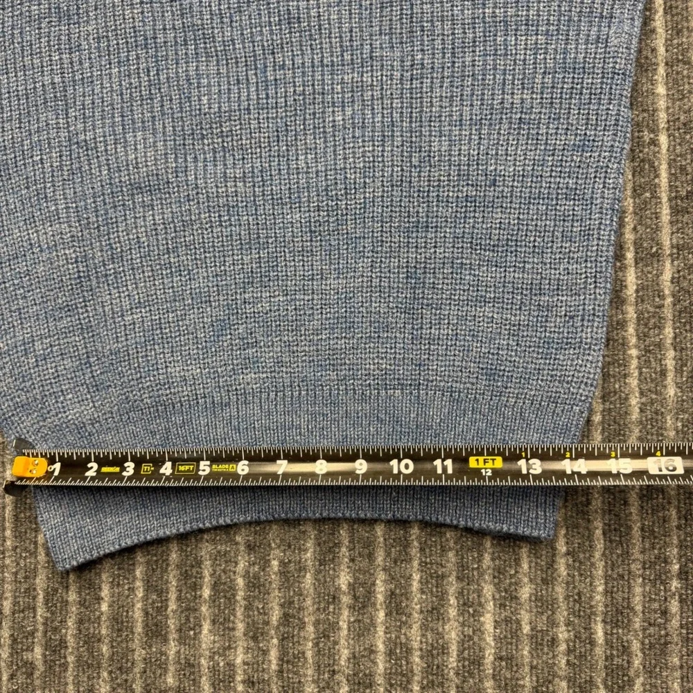 L.L. Bean High Trek Yarn Sweater L Blue NEW Henley Wool Blend Waffle Knit (2180)